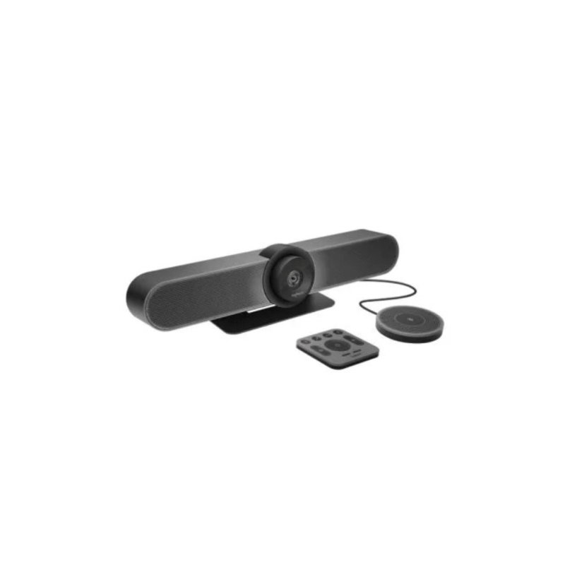 Logitech MeetUp video conference camera with ultra-wide lens designed for small meeting rooms and huddle space collaboration.